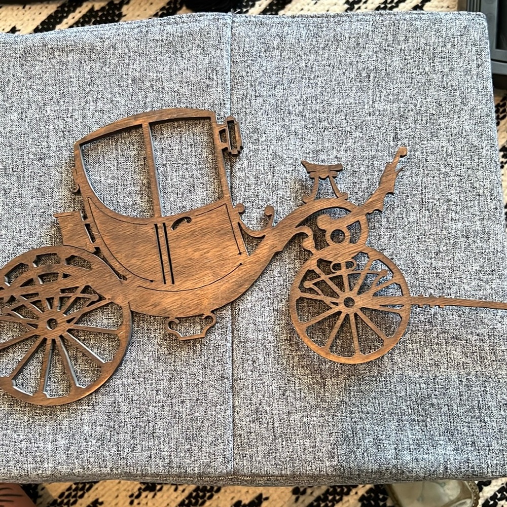 Wood cutout of old carriage decor